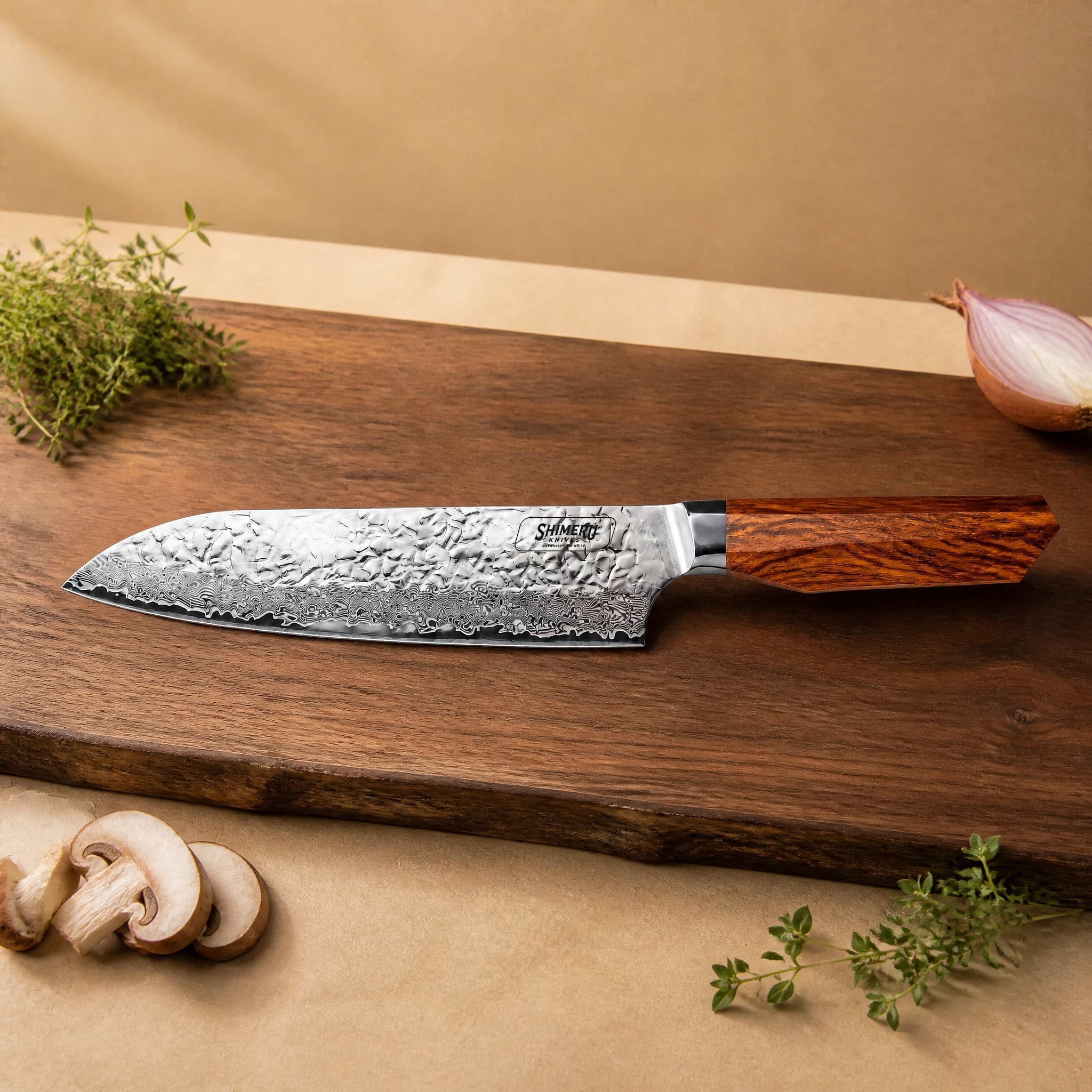 Shikoku 7" Damascus Steel Kengata Santoku