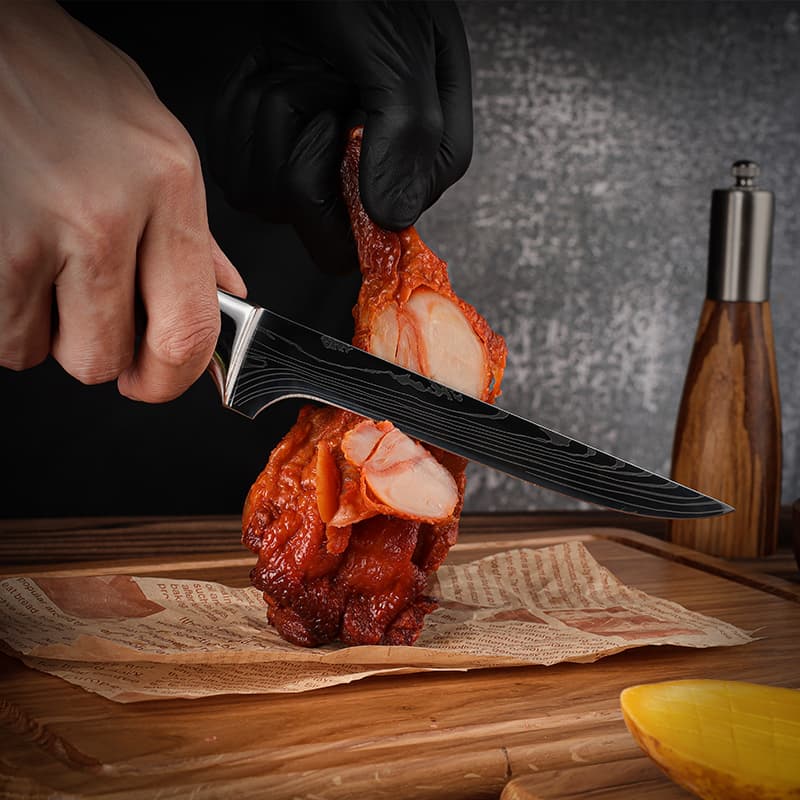 Asahi 朝日川 Damascus Pattern Stainless Steel Kitchen 8 Knife Set