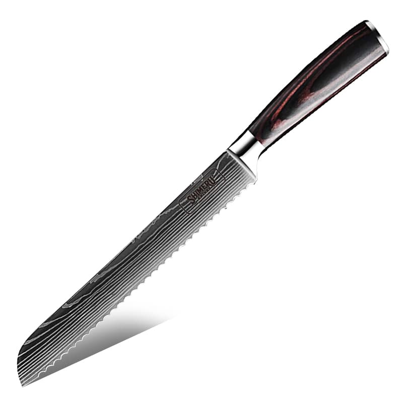 Asahi 朝日川 Damascus Pattern Stainless Steel Kitchen 8 Knife Set