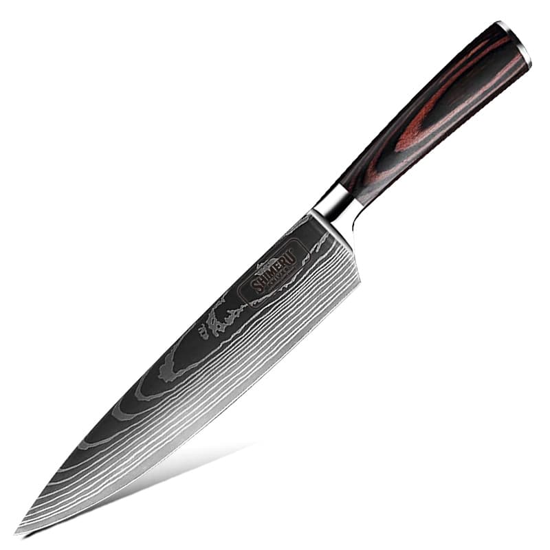 Asahi 朝日川 Damascus Pattern Stainless Steel Kitchen 8 Knife Set