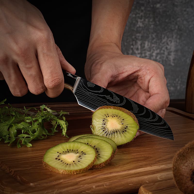 Asahi 朝日川 Damascus Pattern Stainless Steel Kitchen 8 Knife Set