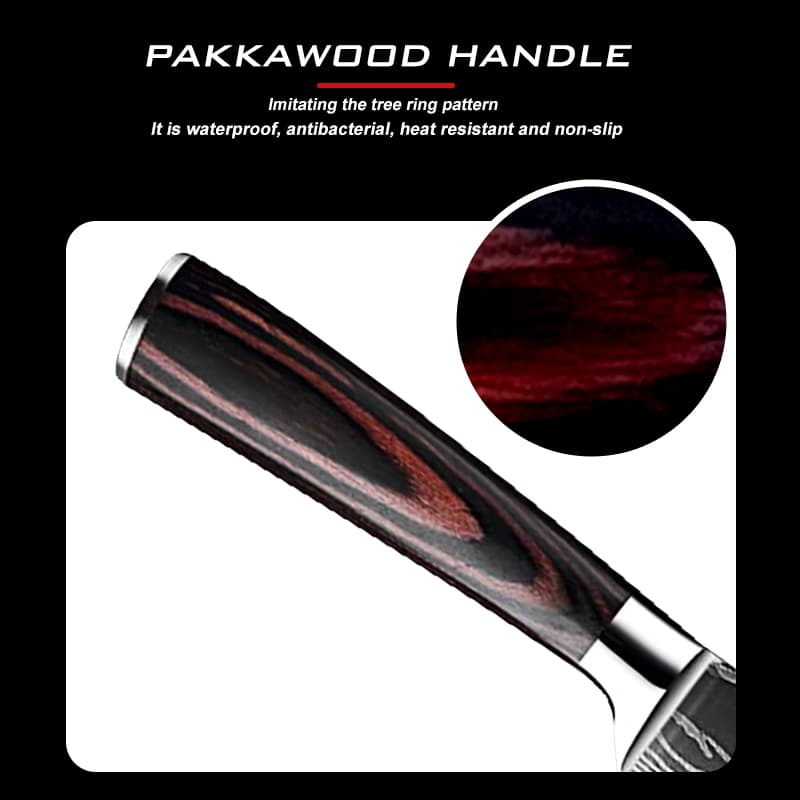 Asahi 朝日川 Damascus Pattern Stainless Steel Kitchen 8 Knife Set