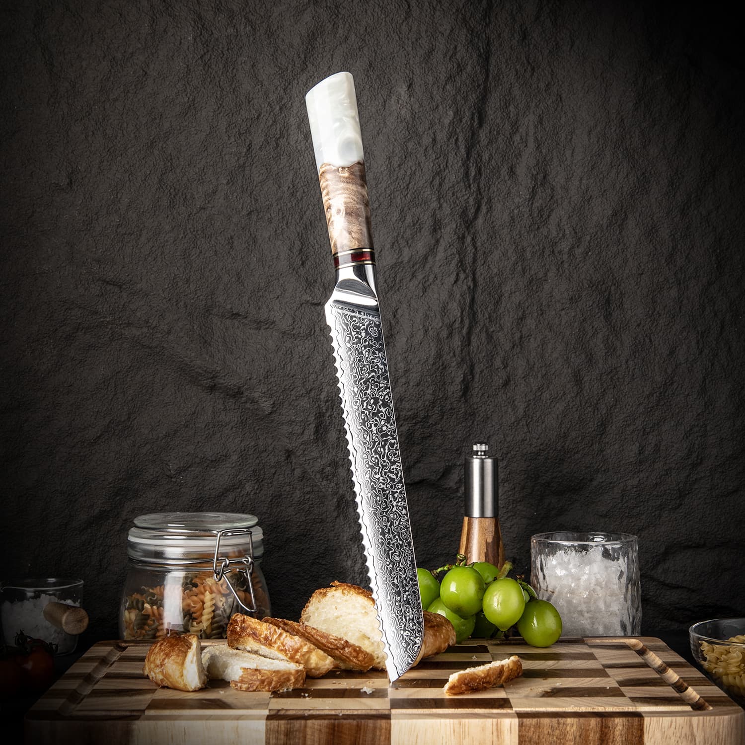 Tokachi 8" Damascus Steel Bread Knife  パン切りナイフ