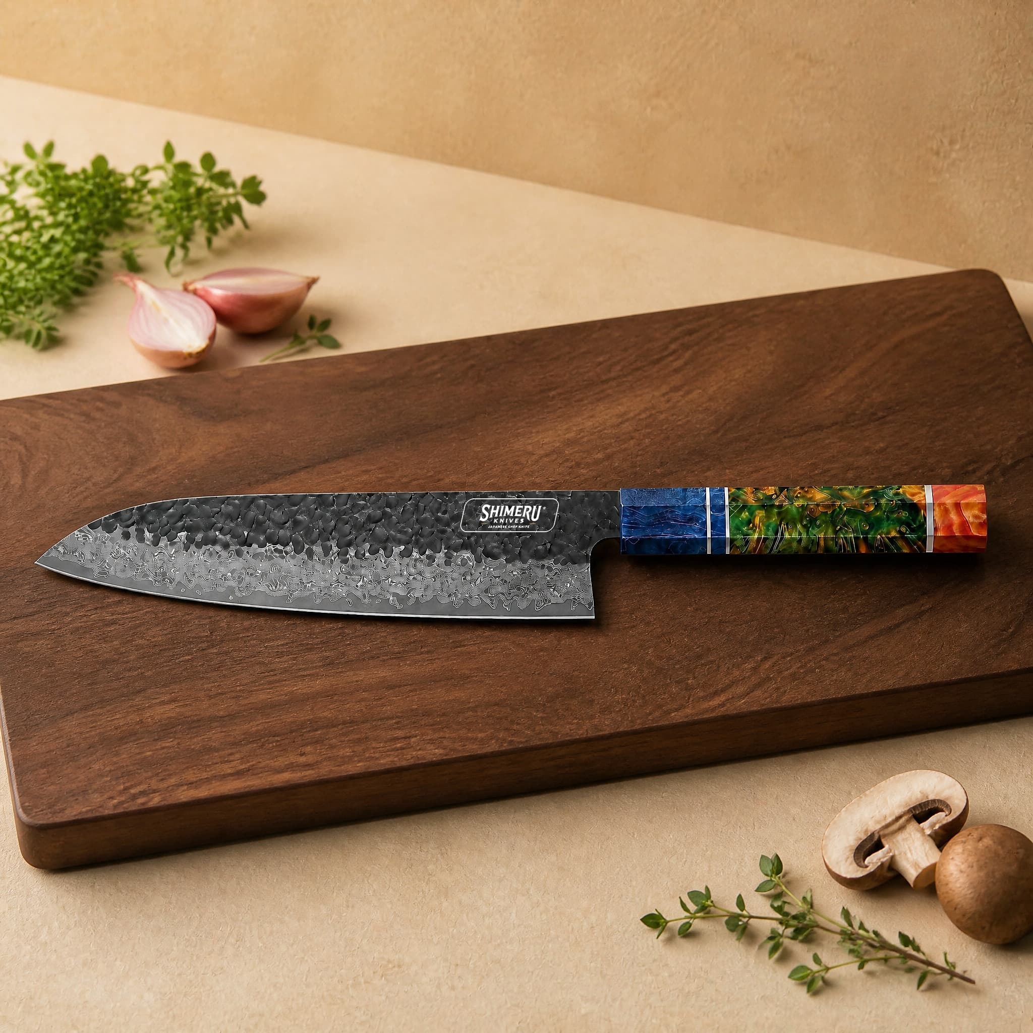 Yoshii 8″ Damascus Steel Gyuto Knife