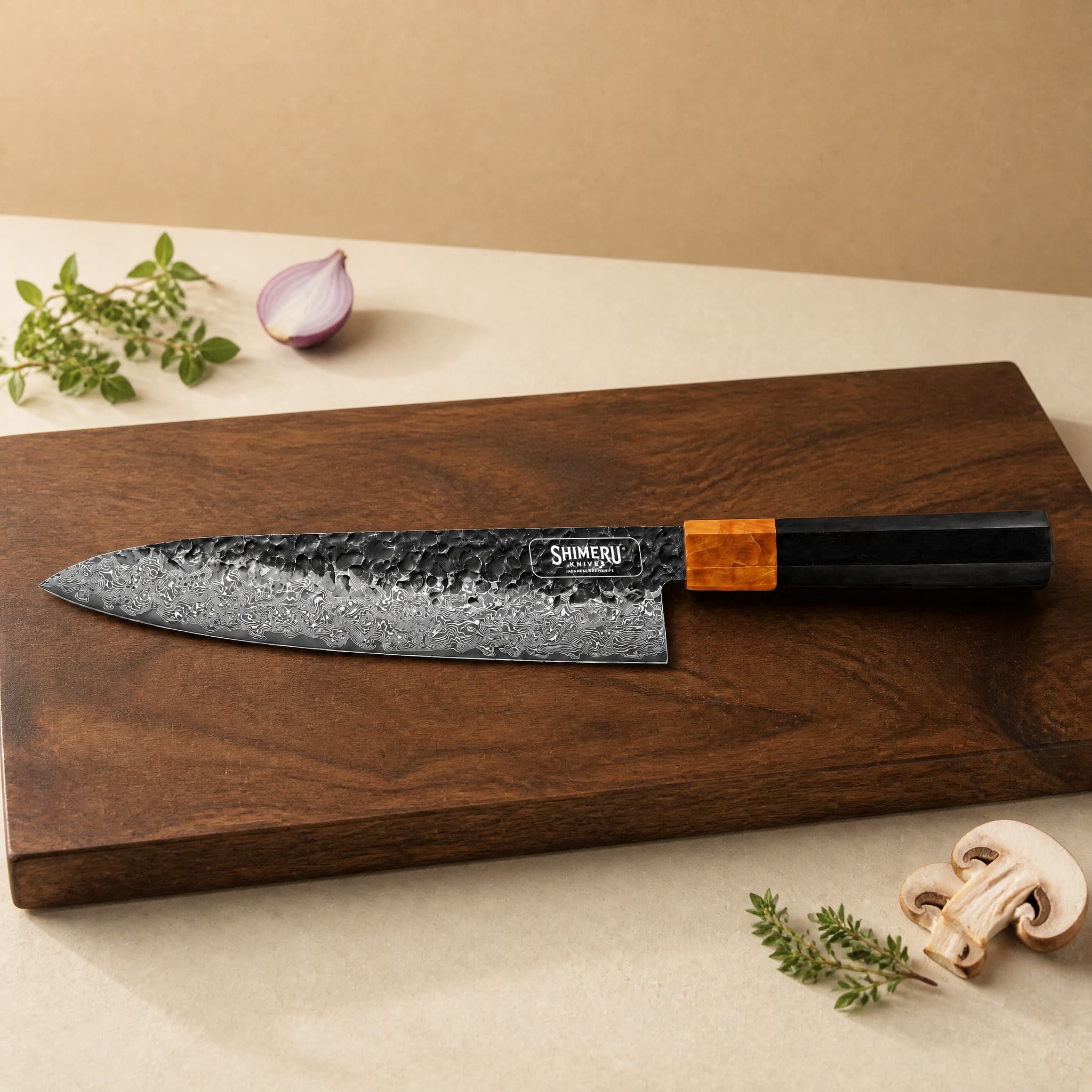 Kumozu 8'' Damascus Steel Gyuto Knife