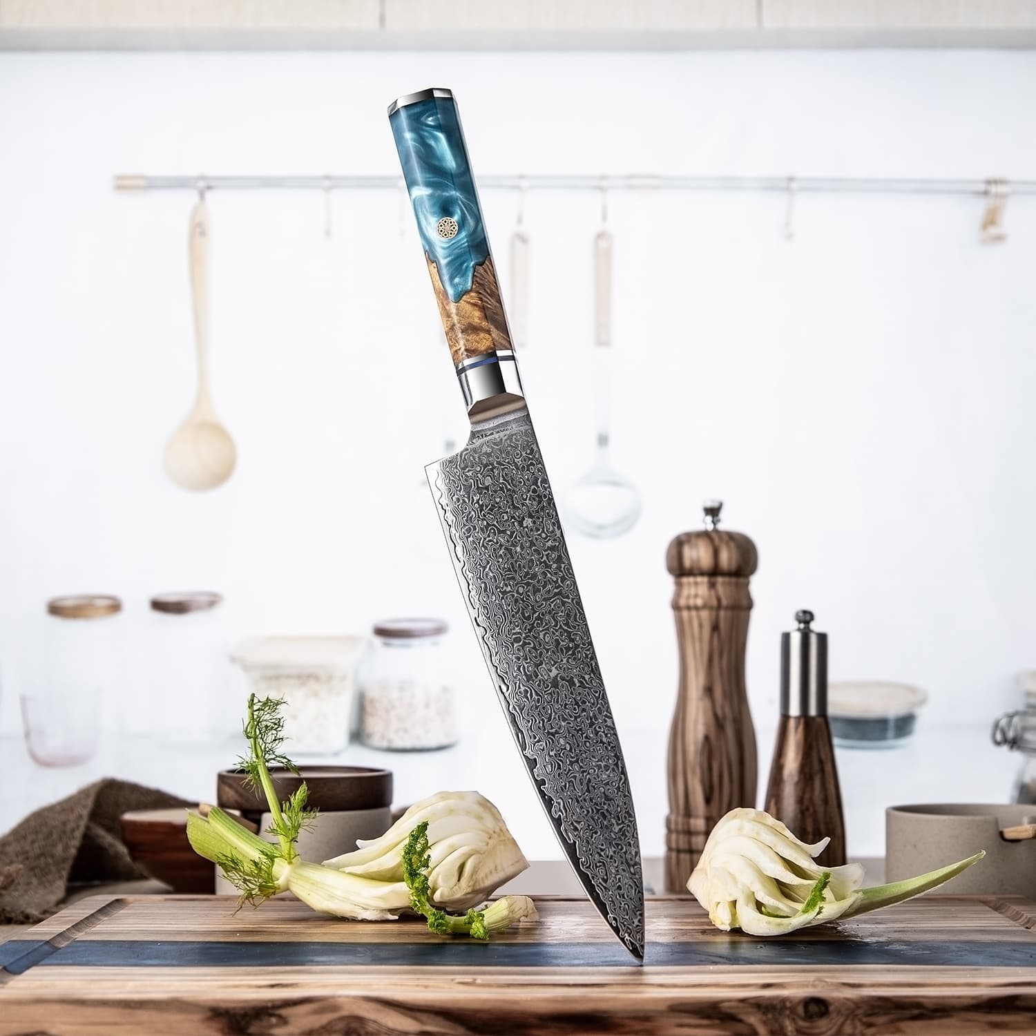 Asahi 旭川 8" Damascus Steel Gyuto Knife 牛刀