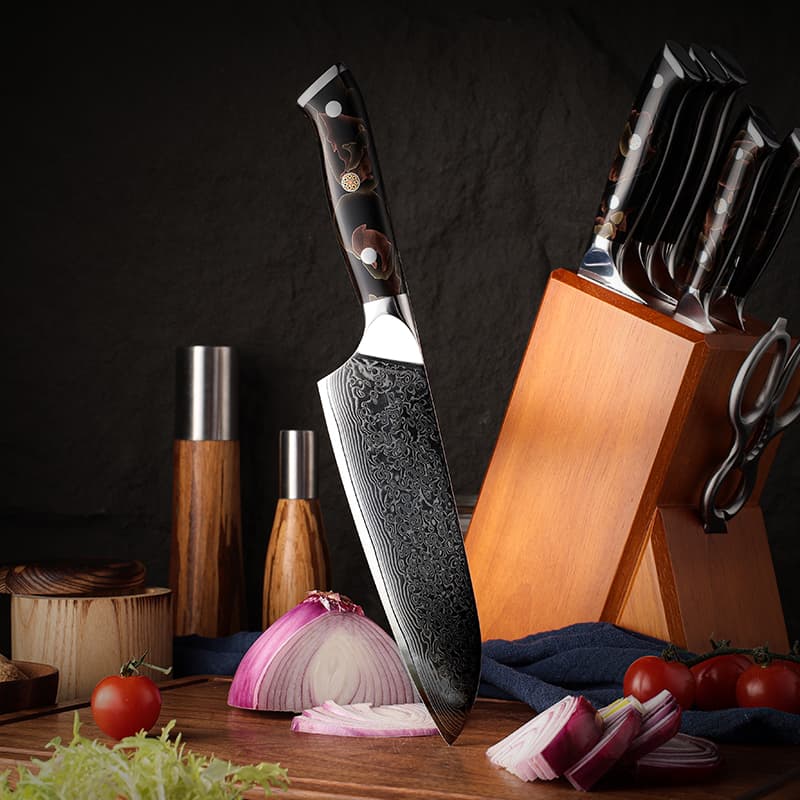 Hayama 葉山 7″ Damascus Steel Santoku Knife 三徳包丁