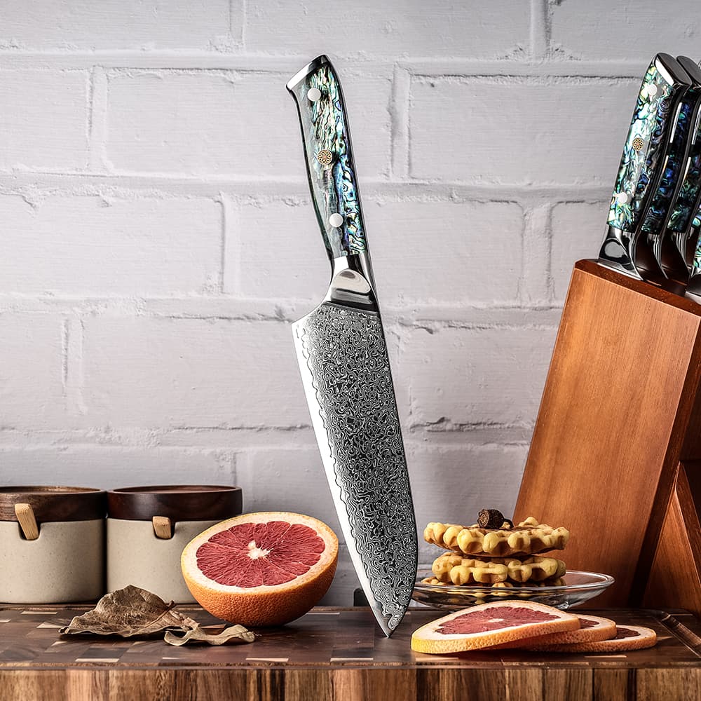 Suisen 水仙 7″ Damascus Steel Santoku  Knife 三徳包丁