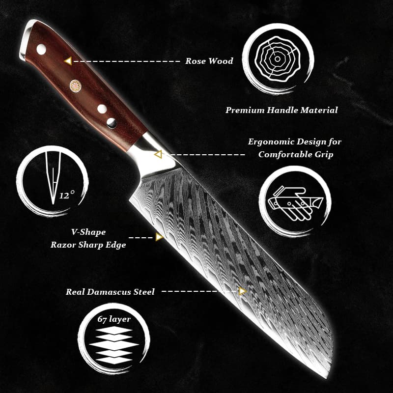 Mizuki 瑞樹 7″ Damascus Steel Santoku Knife 三徳包丁