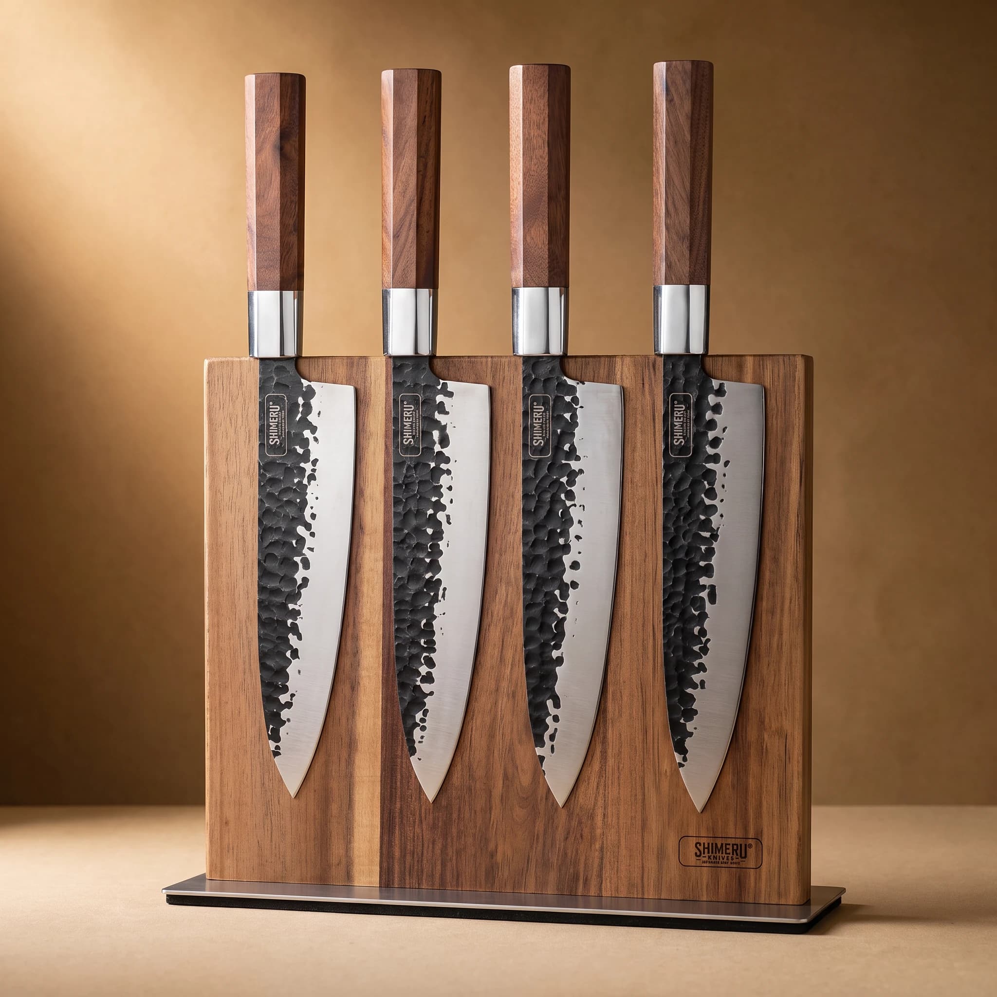 Double-Sided Acacia Wood Magnetic Knife Stand