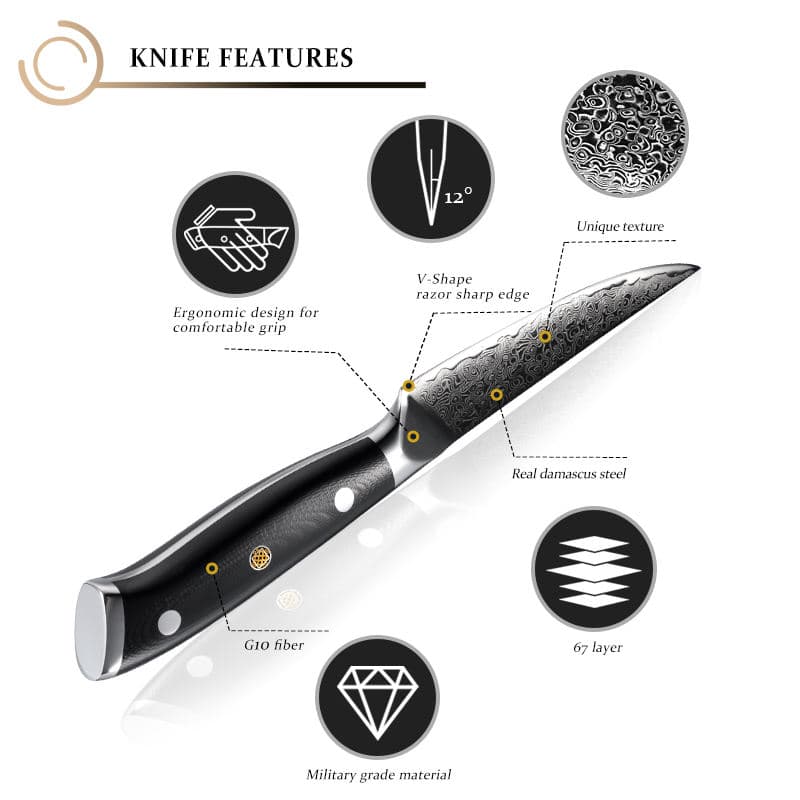 Suma 4.5" Damascus Steel Steak Knife Set 4 pieces ステーキナイフ