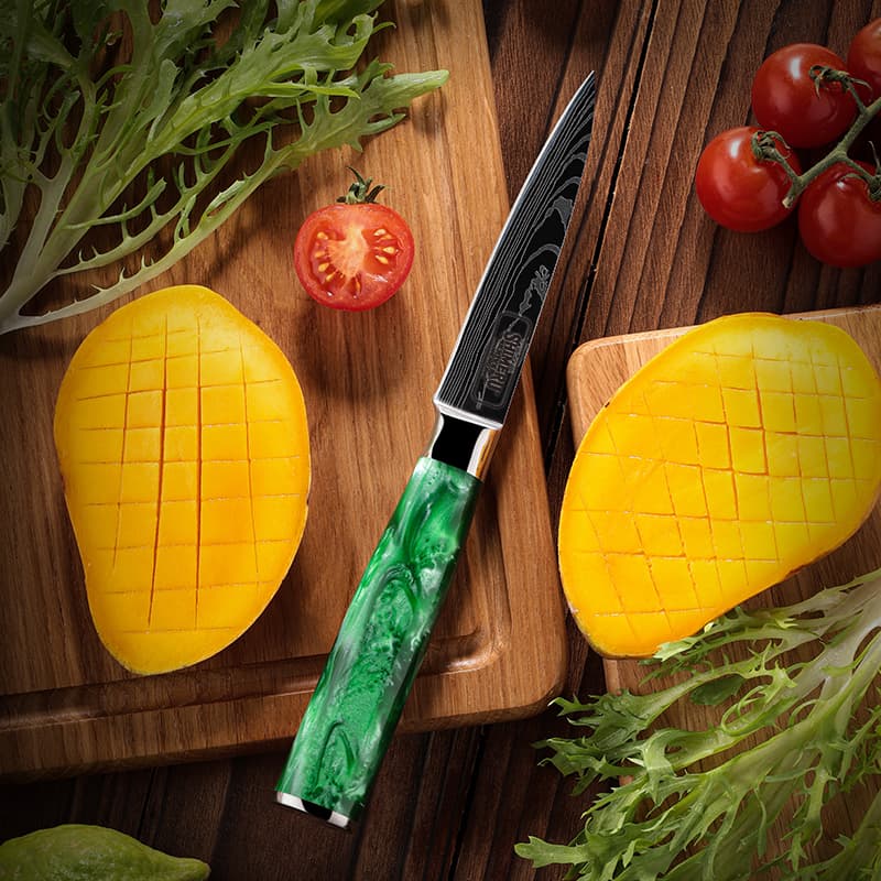 Kitakami 北上川 Damascus Pattern Stainless Steel Kitchen 8 Knife Set