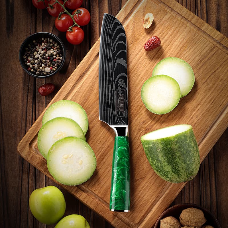 Kitakami 北上川 Damascus Pattern Stainless Steel Kitchen 8 Knife Set