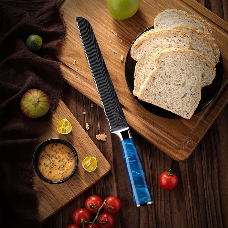 Shinano  信濃川 Damascus Pattern Stainless Steel Kitchen 8 Knife Set