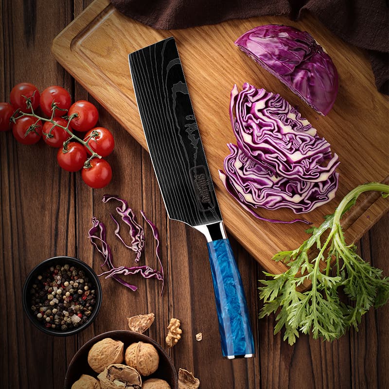 Shinano  信濃川 Damascus Pattern Stainless Steel Kitchen 8 Knife Set