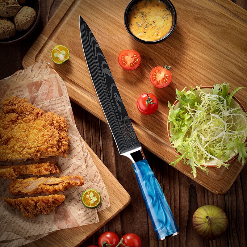 Shinano  信濃川 Damascus Pattern Stainless Steel Kitchen 8 Knife Set