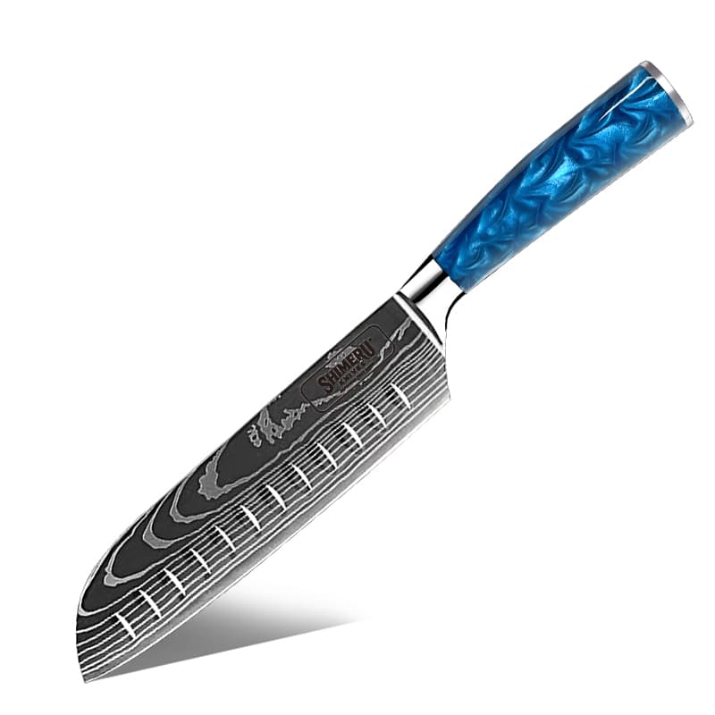 Shinano  信濃川 Damascus Pattern Stainless Steel Kitchen 8 Knife Set