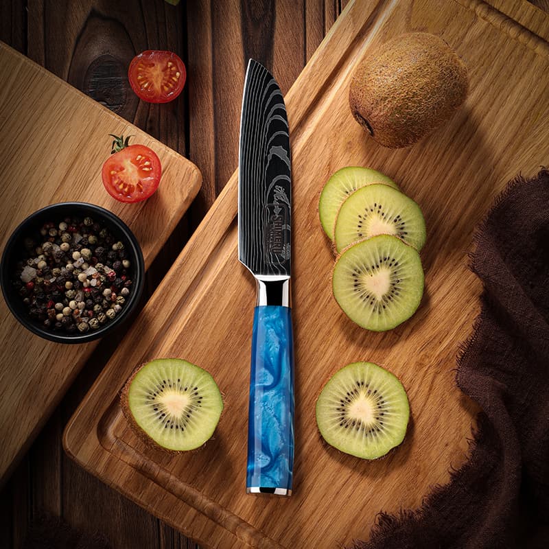 Shinano  信濃川 Damascus Pattern Stainless Steel Kitchen 8 Knife Set