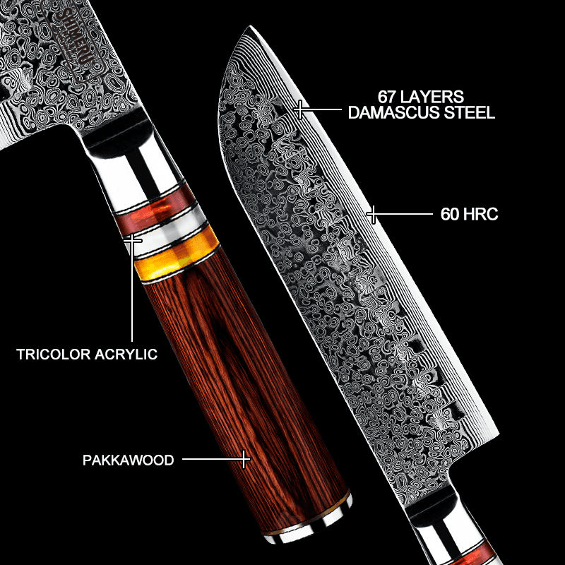 Hikari 光 7" Damacus Steel Professional Santoku Knife 三徳包丁