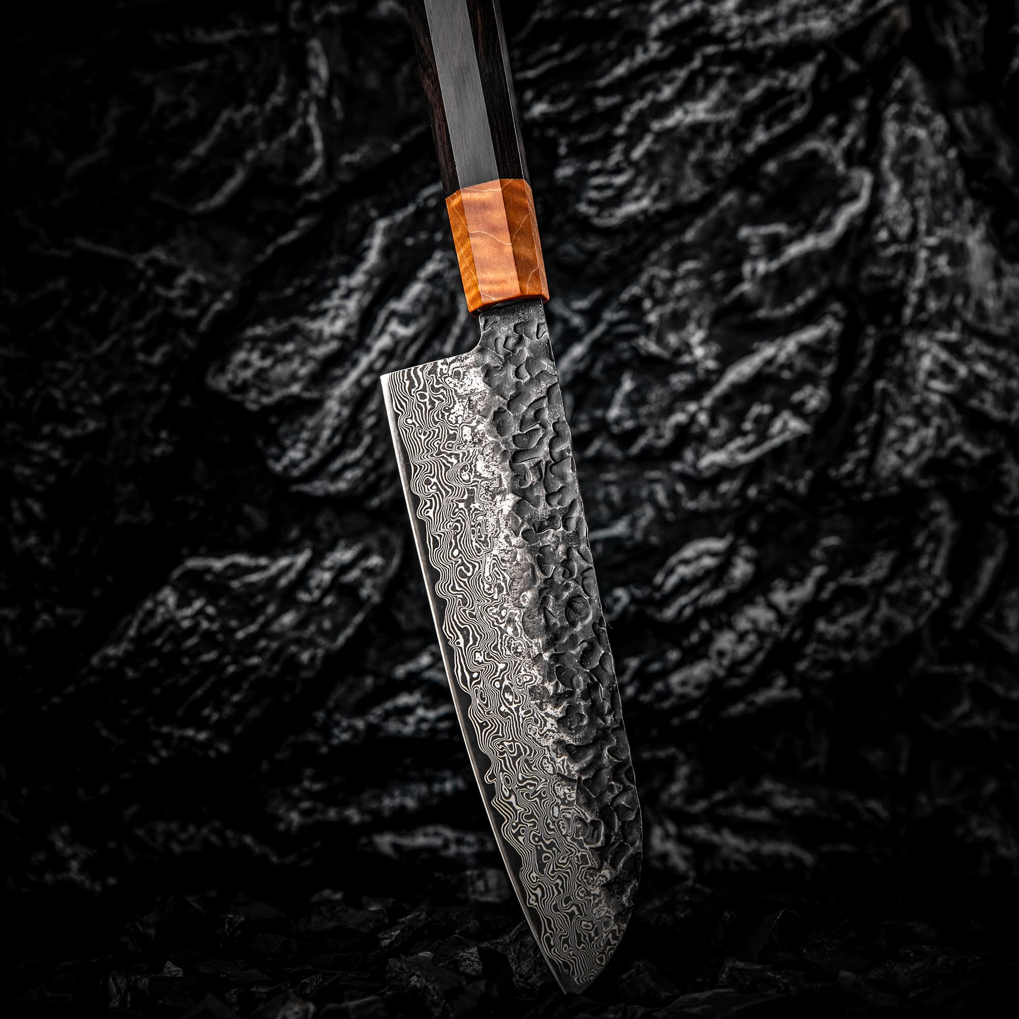 Dark Grain 7" Damascus Steel Santoku Knife 三徳包丁