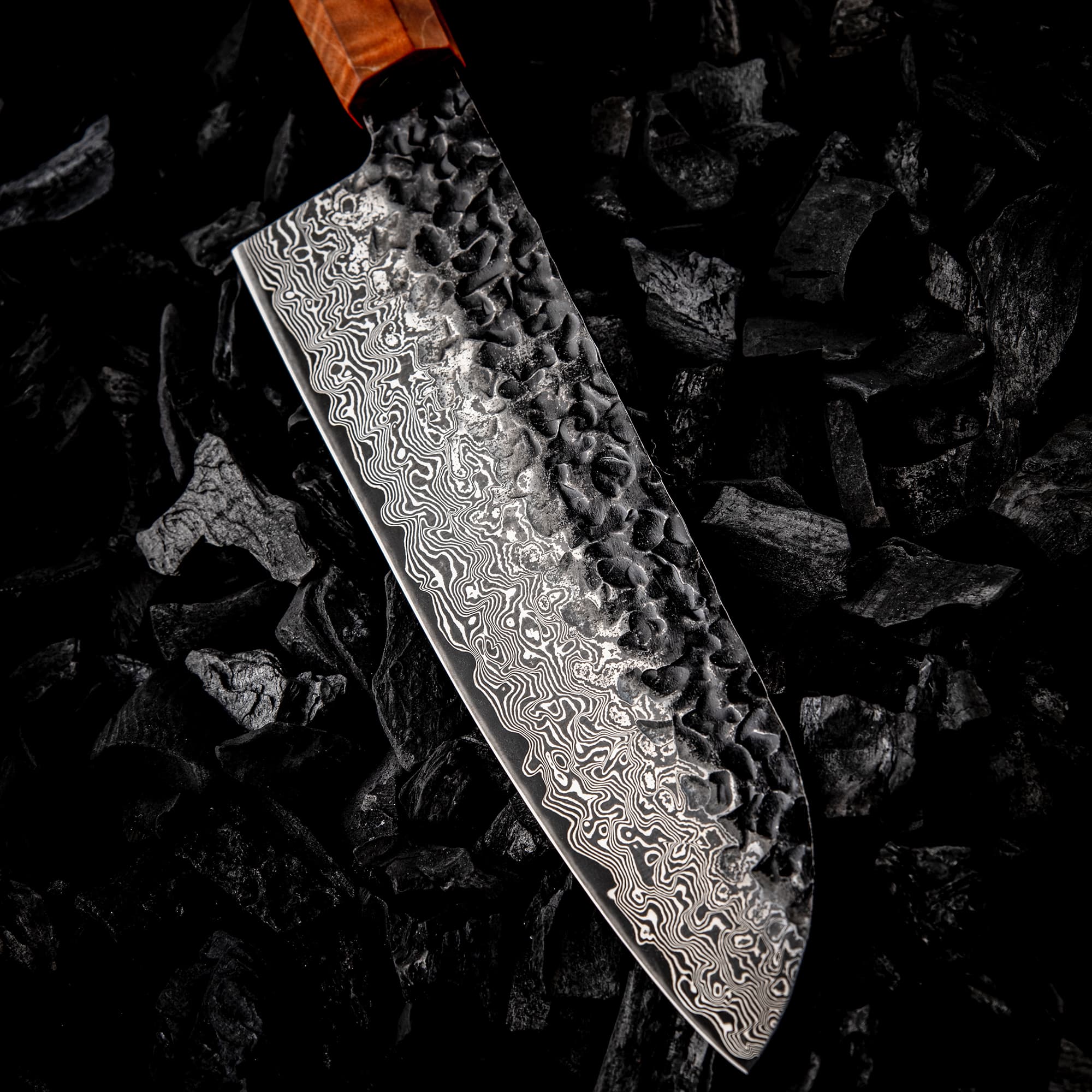 Dark Grain 7" Damascus Steel Santoku Knife 三徳包丁