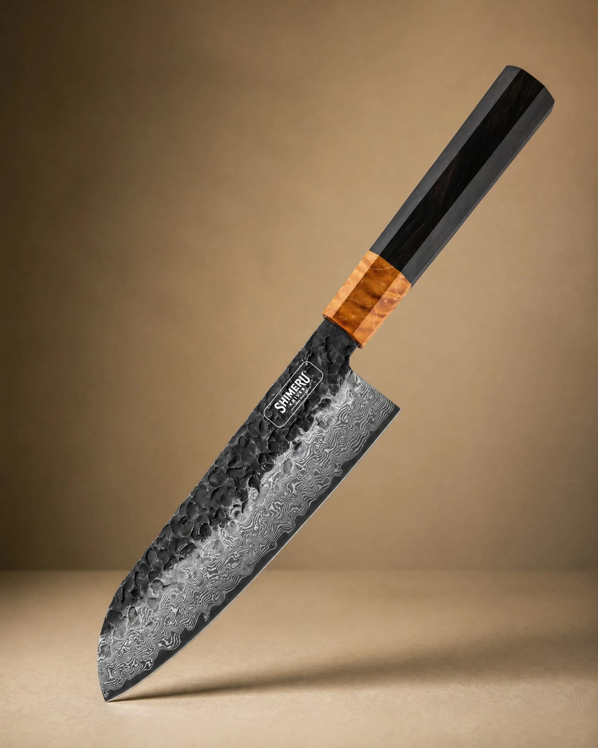 Dark Grain 7" Damascus Steel Santoku Knife