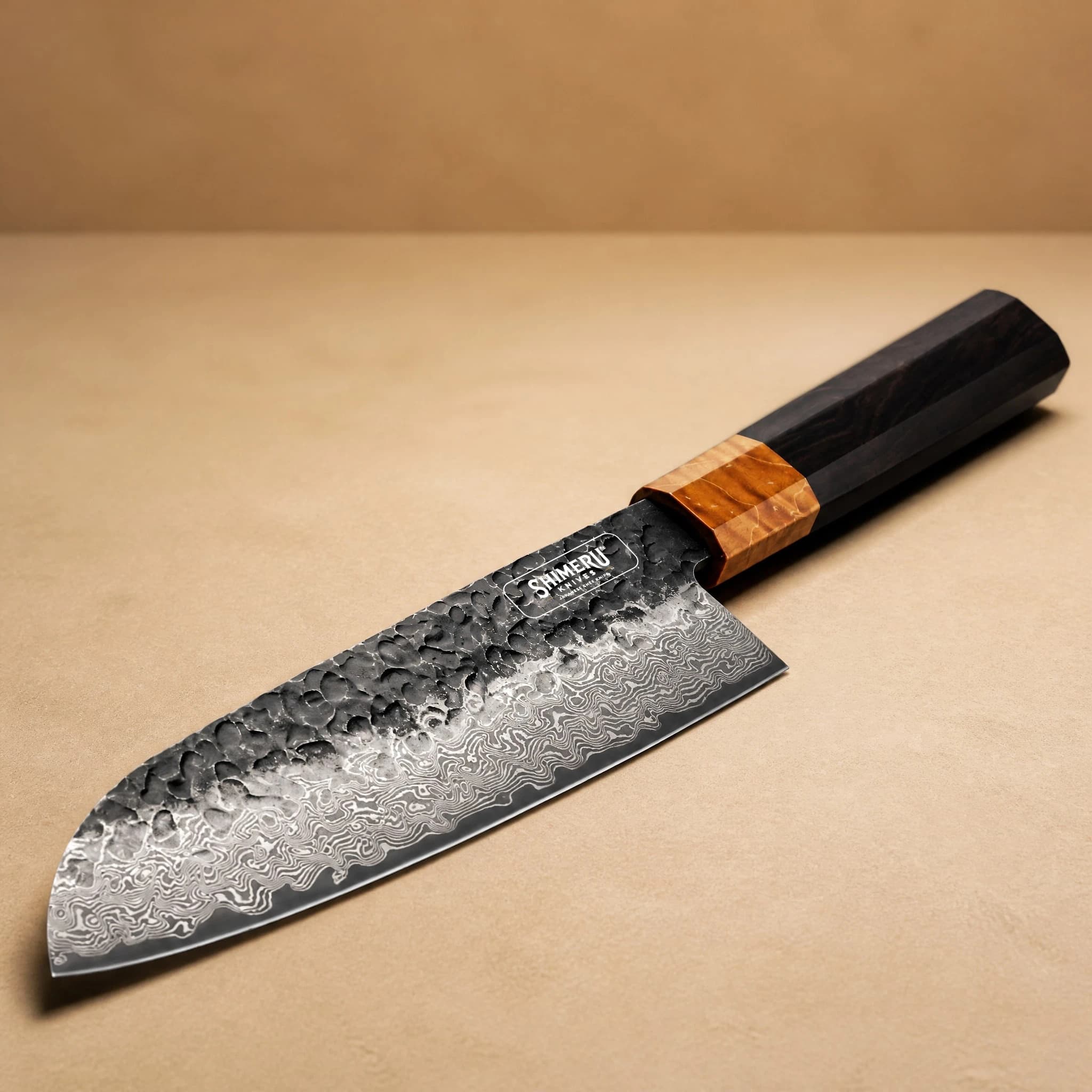 Dark Grain 7" Damascus Steel Santoku Knife